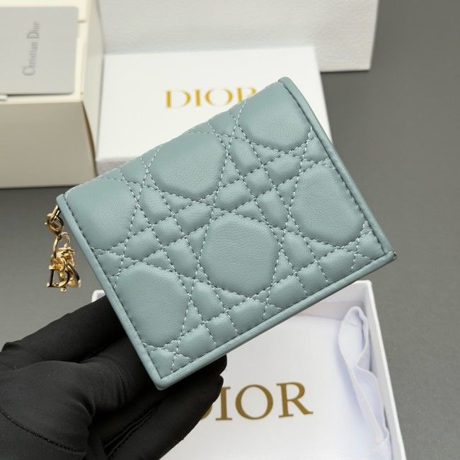 LADY DIOR LOTUS WALLET CANNAGE LAMBSKIN S0178 blue LADY DIOR LOTUS WALLET CANNAGE LAMBSKIN S0178 blue
