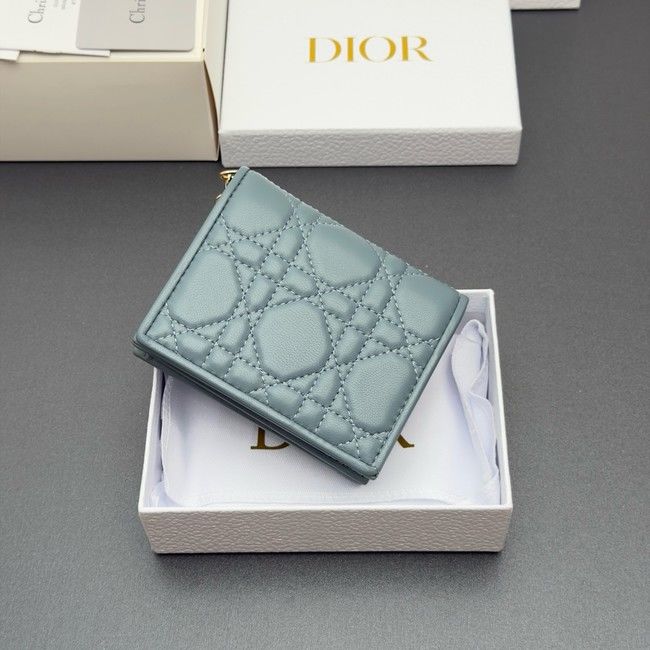 LADY DIOR LOTUS WALLET CANNAGE LAMBSKIN S0178 blue LADY DIOR LOTUS WALLET CANNAGE LAMBSKIN S0178 blue