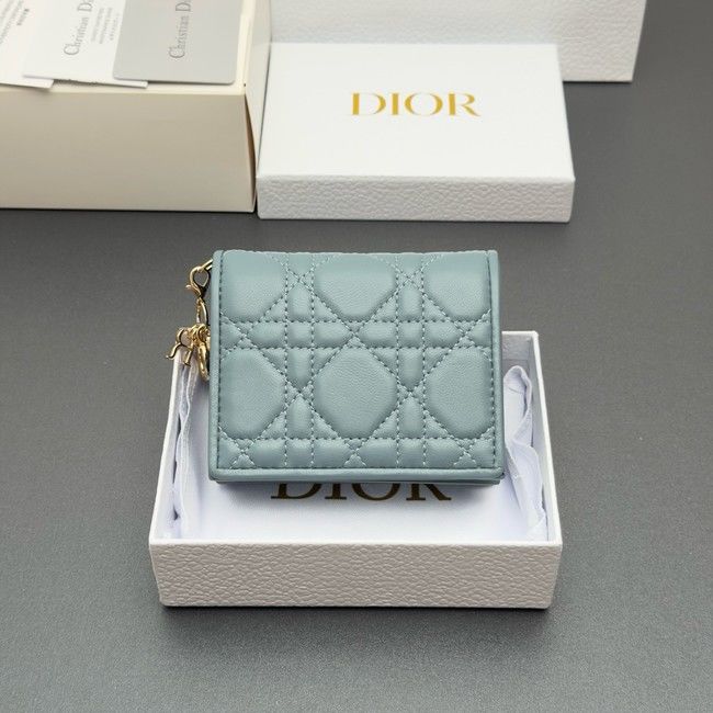 LADY DIOR LOTUS WALLET CANNAGE LAMBSKIN S0178 blue