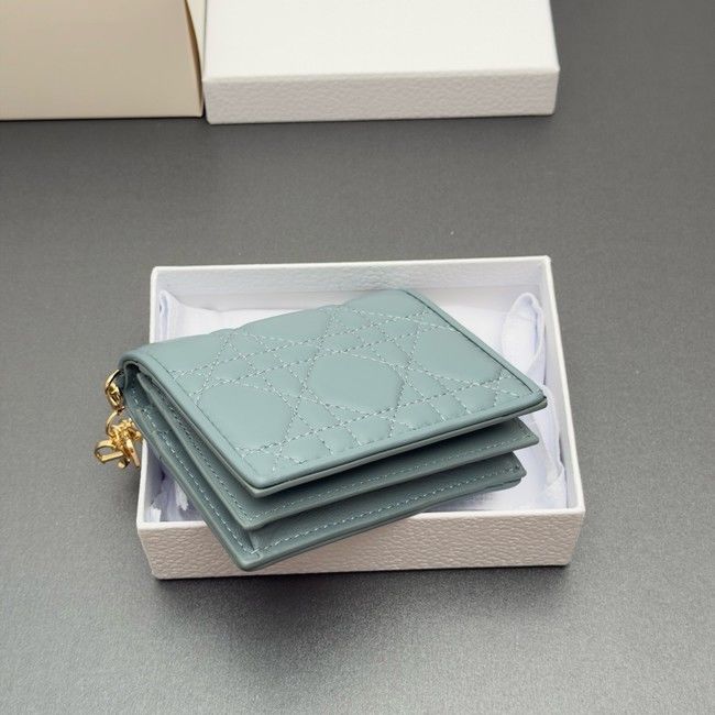 LADY DIOR LOTUS WALLET CANNAGE LAMBSKIN S0178 blue LADY DIOR LOTUS WALLET CANNAGE LAMBSKIN S0178 blue