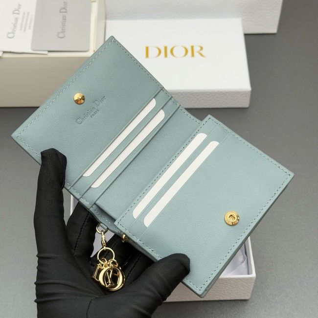 LADY DIOR LOTUS WALLET CANNAGE LAMBSKIN S0178 blue LADY DIOR LOTUS WALLET CANNAGE LAMBSKIN S0178 blue