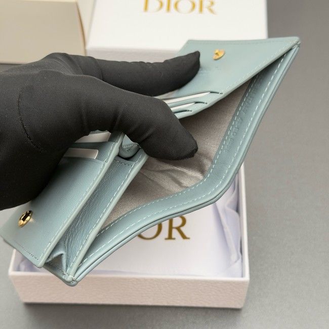 LADY DIOR LOTUS WALLET CANNAGE LAMBSKIN S0178 blue LADY DIOR LOTUS WALLET CANNAGE LAMBSKIN S0178 blue