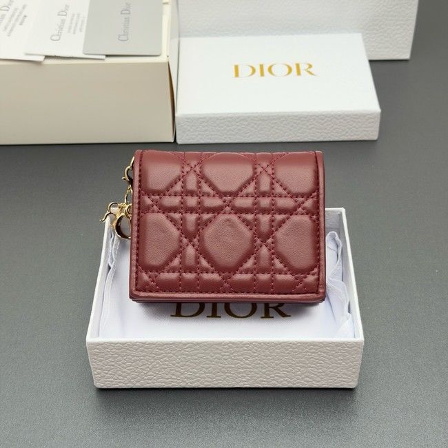 LADY DIOR LOTUS WALLET CANNAGE LAMBSKIN S0178 fuchsia