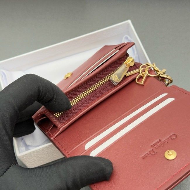 LADY DIOR LOTUS WALLET CANNAGE LAMBSKIN S0178 fuchsia