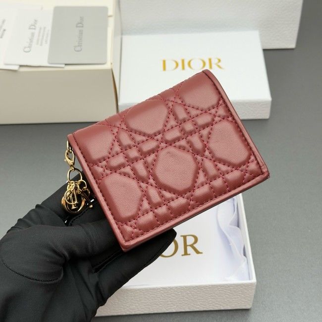 LADY DIOR LOTUS WALLET CANNAGE LAMBSKIN S0178 fuchsia