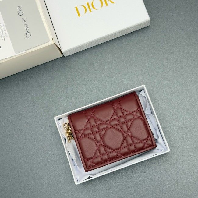 LADY DIOR LOTUS WALLET CANNAGE LAMBSKIN S0178 fuchsia