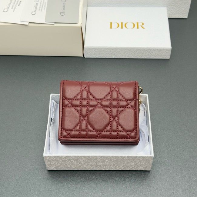 LADY DIOR LOTUS WALLET CANNAGE LAMBSKIN S0178 fuchsia
