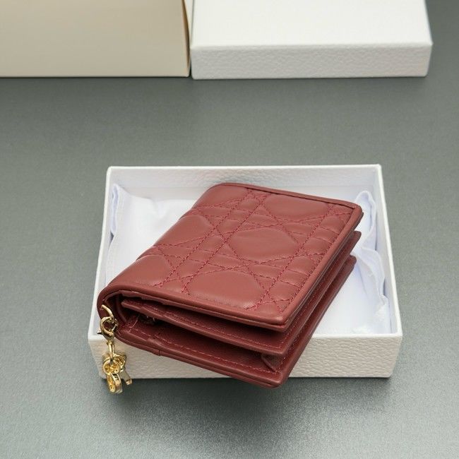 LADY DIOR LOTUS WALLET CANNAGE LAMBSKIN S0178 fuchsia
