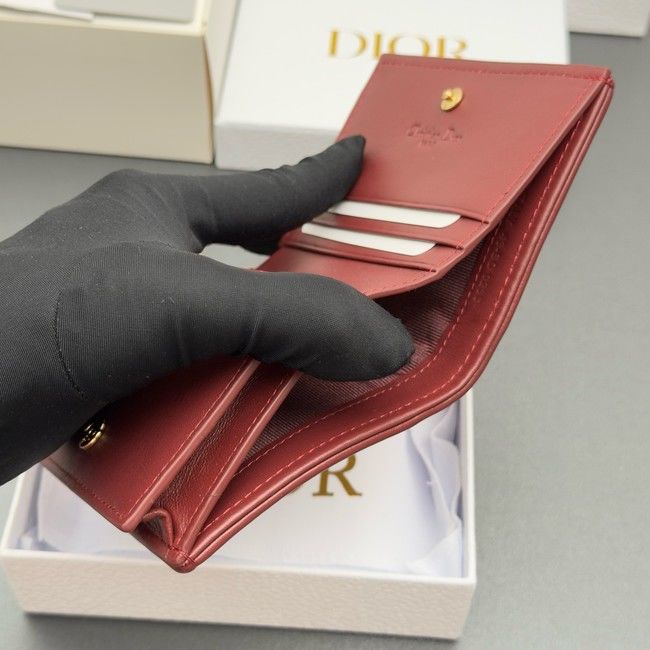 LADY DIOR LOTUS WALLET CANNAGE LAMBSKIN S0178 fuchsia
