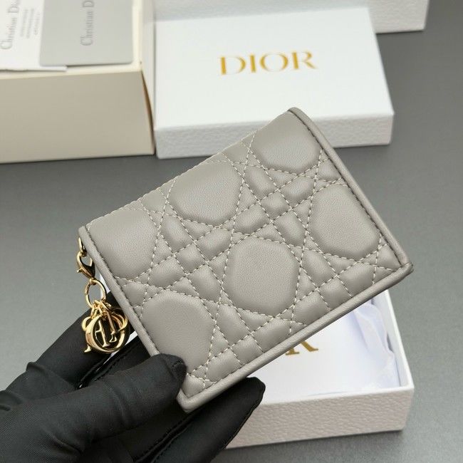 LADY DIOR LOTUS WALLET CANNAGE LAMBSKIN S0178 gray LADY DIOR LOTUS WALLET CANNAGE LAMBSKIN S0178 gray