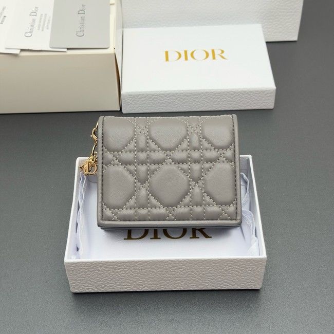LADY DIOR LOTUS WALLET CANNAGE LAMBSKIN S0178 gray
