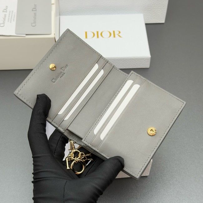 LADY DIOR LOTUS WALLET CANNAGE LAMBSKIN S0178 gray LADY DIOR LOTUS WALLET CANNAGE LAMBSKIN S0178 gray