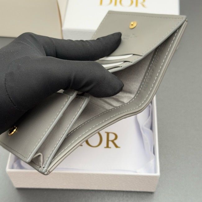 LADY DIOR LOTUS WALLET CANNAGE LAMBSKIN S0178 gray LADY DIOR LOTUS WALLET CANNAGE LAMBSKIN S0178 gray