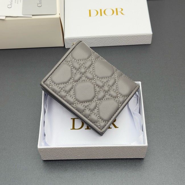 LADY DIOR LOTUS WALLET CANNAGE LAMBSKIN S0178 gray LADY DIOR LOTUS WALLET CANNAGE LAMBSKIN S0178 gray