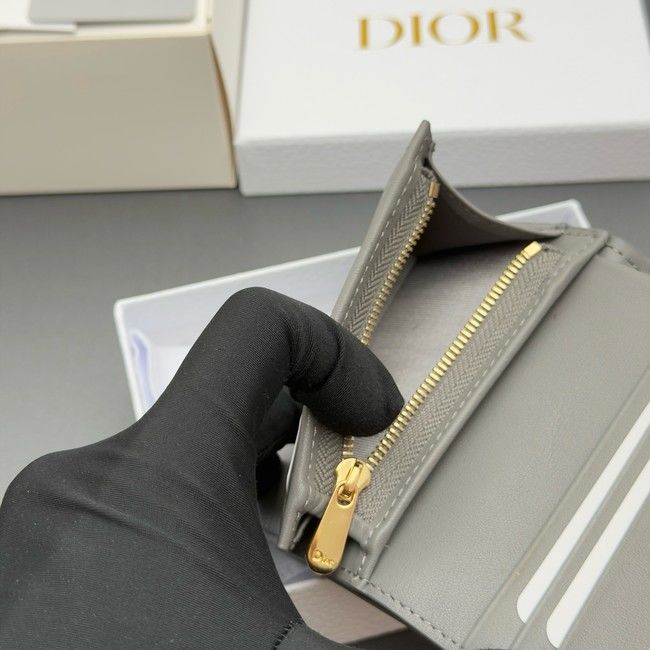 LADY DIOR LOTUS WALLET CANNAGE LAMBSKIN S0178 gray LADY DIOR LOTUS WALLET CANNAGE LAMBSKIN S0178 gray