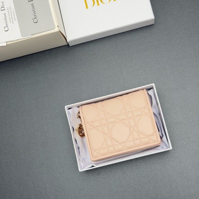 LADY DIOR LOTUS WALLET CANNAGE LAMBSKIN S0178 pink