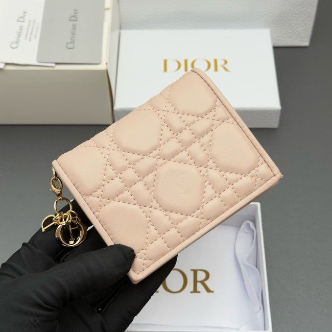 LADY DIOR LOTUS WALLET CANNAGE LAMBSKIN S0178 pink