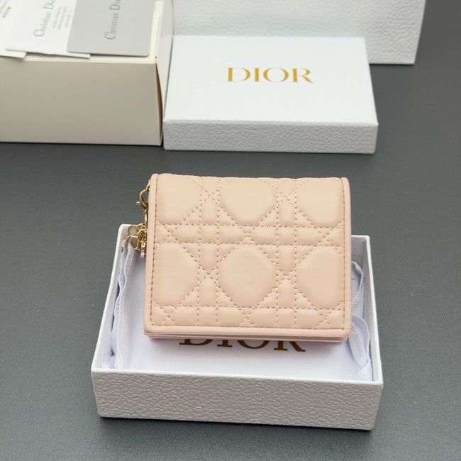 LADY DIOR LOTUS WALLET CANNAGE LAMBSKIN S0178 pink