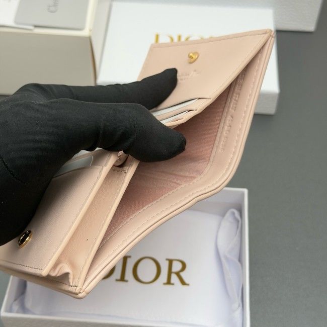 LADY DIOR LOTUS WALLET CANNAGE LAMBSKIN S0178 pink