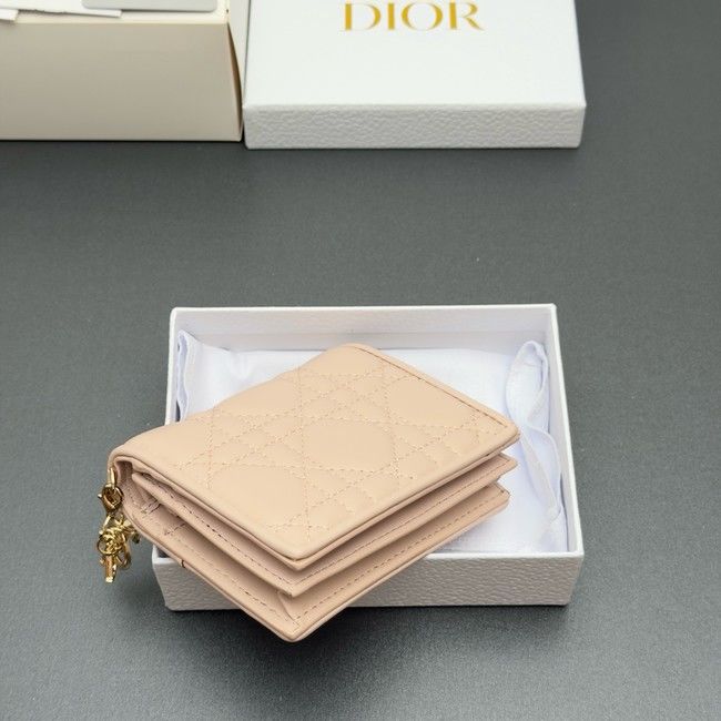 LADY DIOR LOTUS WALLET CANNAGE LAMBSKIN S0178 pink