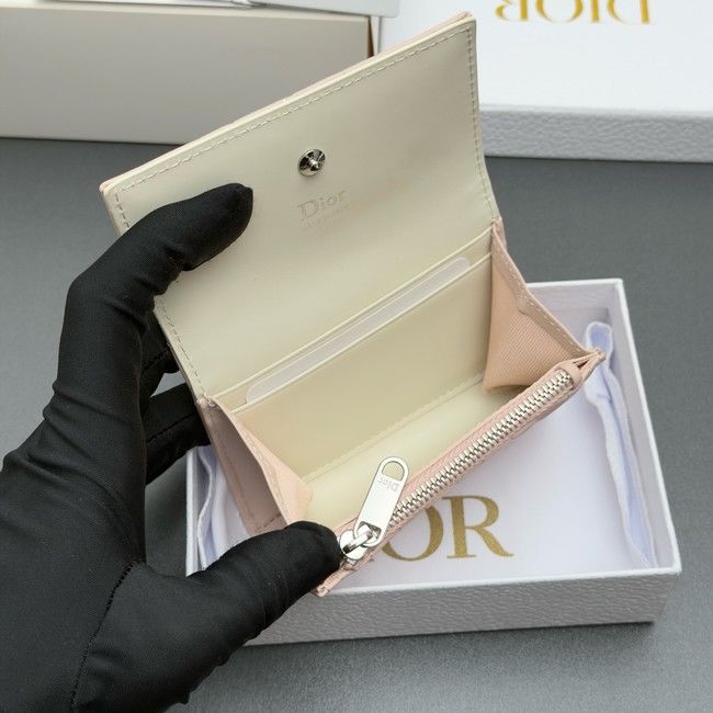LADY DIOR LOTUS WALLET CANNAGE LAMBSKIN S2067 pink&white
