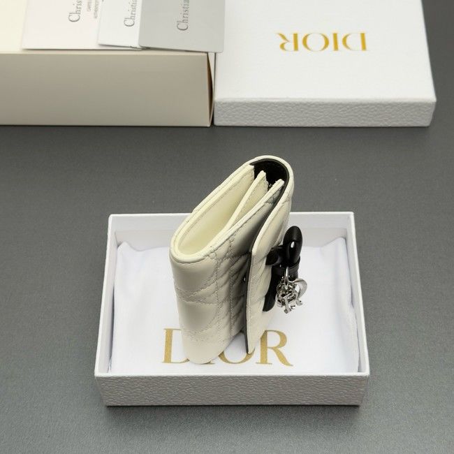 LADY DIOR LOTUS WALLET CANNAGE LAMBSKIN S2067 white LADY DIOR LOTUS WALLET CANNAGE LAMBSKIN S2067 white