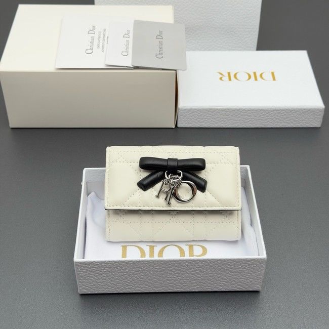 LADY DIOR LOTUS WALLET CANNAGE LAMBSKIN S2067 white