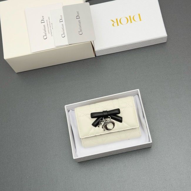 LADY DIOR LOTUS WALLET CANNAGE LAMBSKIN S2067 white LADY DIOR LOTUS WALLET CANNAGE LAMBSKIN S2067 white