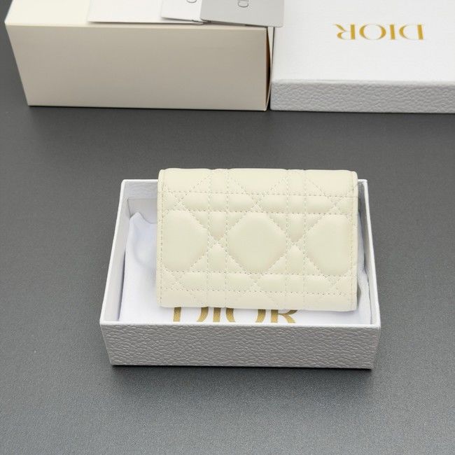 LADY DIOR LOTUS WALLET CANNAGE LAMBSKIN S2067 white LADY DIOR LOTUS WALLET CANNAGE LAMBSKIN S2067 white