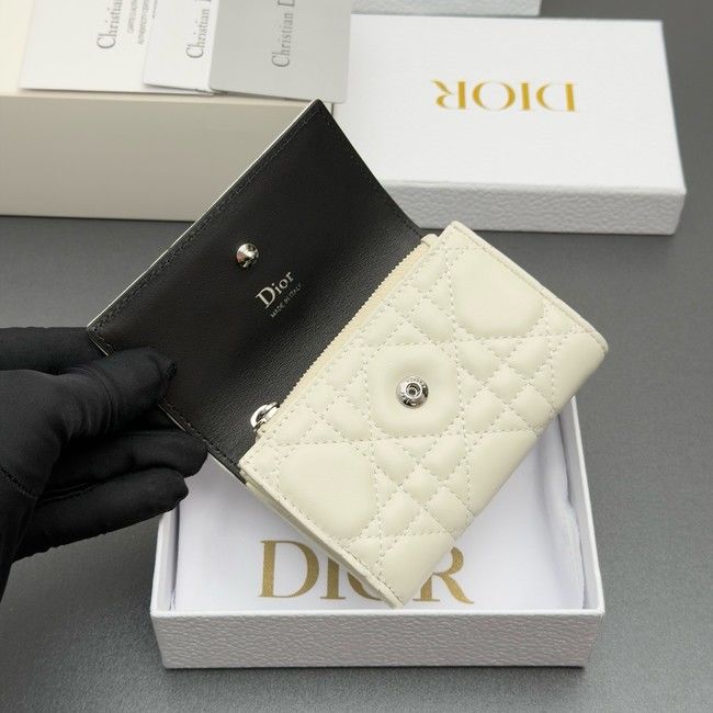 LADY DIOR LOTUS WALLET CANNAGE LAMBSKIN S2067 white LADY DIOR LOTUS WALLET CANNAGE LAMBSKIN S2067 white