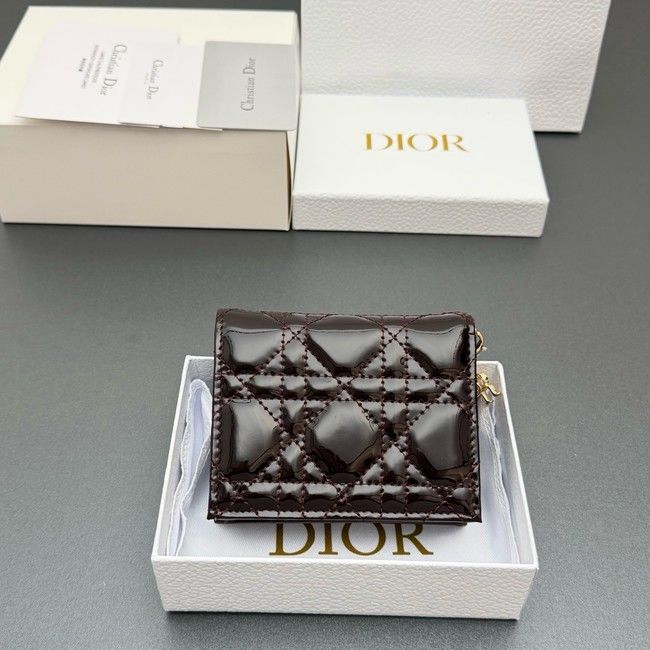 LADY DIOR LOTUS WALLET patent leather S0178 burgundy