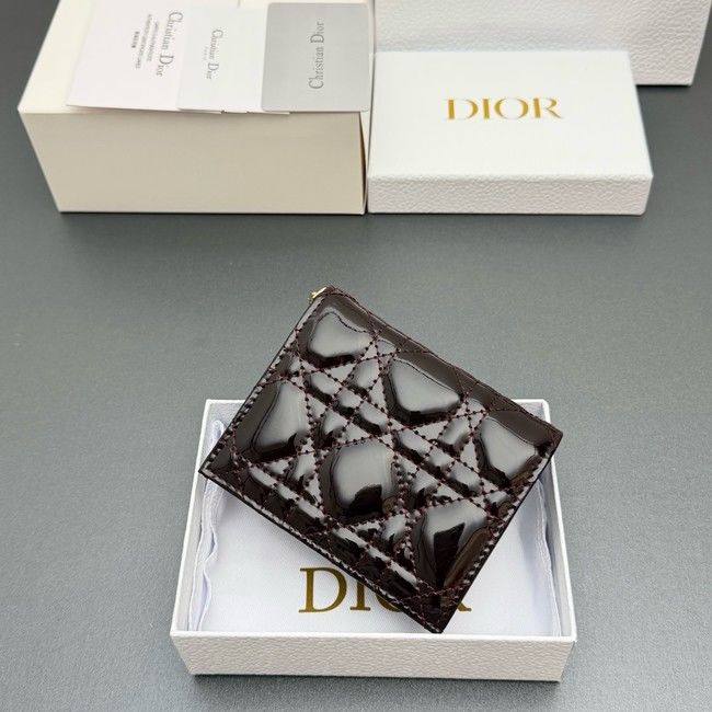 LADY DIOR LOTUS WALLET patent leather S0178 burgundy