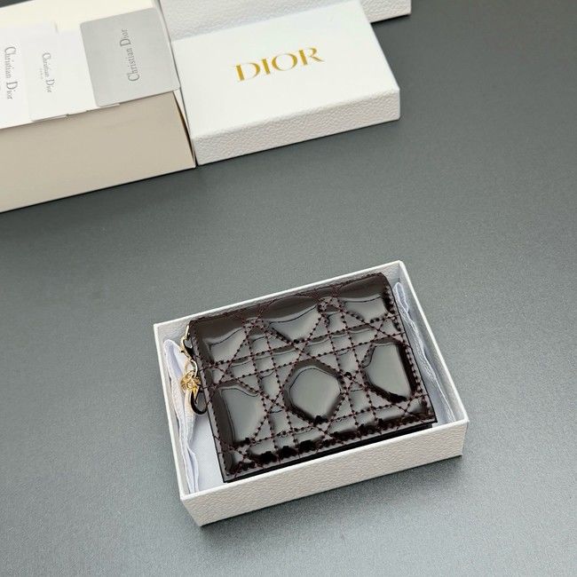 LADY DIOR LOTUS WALLET patent leather S0178 burgundy