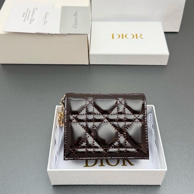LADY DIOR LOTUS WALLET patent leather S0178 burgundy