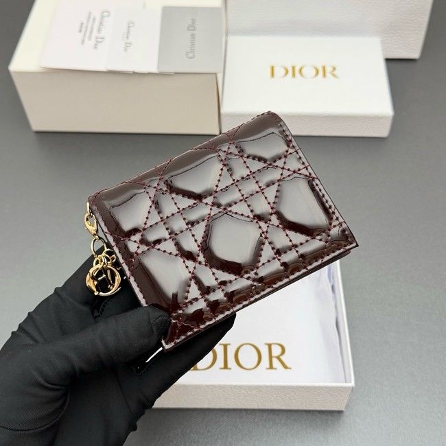 LADY DIOR LOTUS WALLET patent leather S0178 burgundy