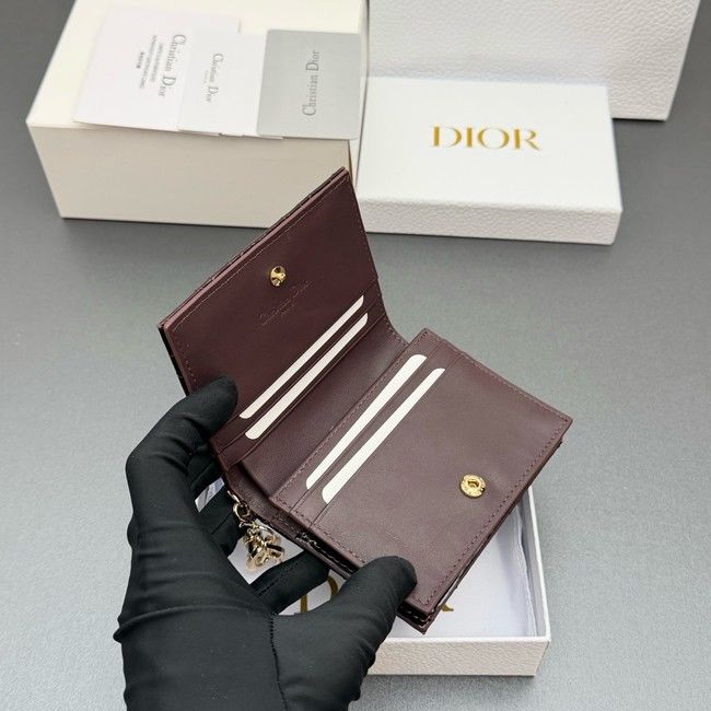 LADY DIOR LOTUS WALLET patent leather S0178 burgundy