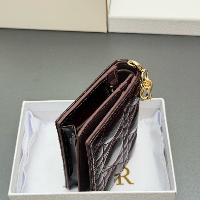 LADY DIOR LOTUS WALLET patent leather S0178 burgundy