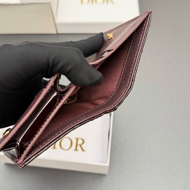 LADY DIOR LOTUS WALLET patent leather S0178 burgundy