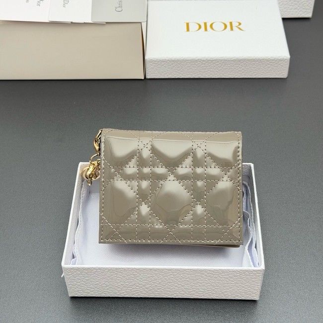 LADY DIOR LOTUS WALLET patent leather S0178 gray