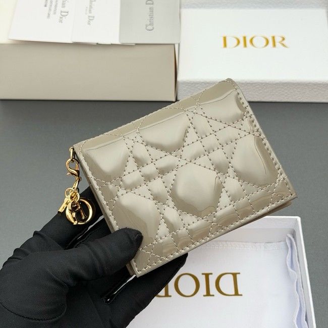 LADY DIOR LOTUS WALLET patent leather S0178 gray