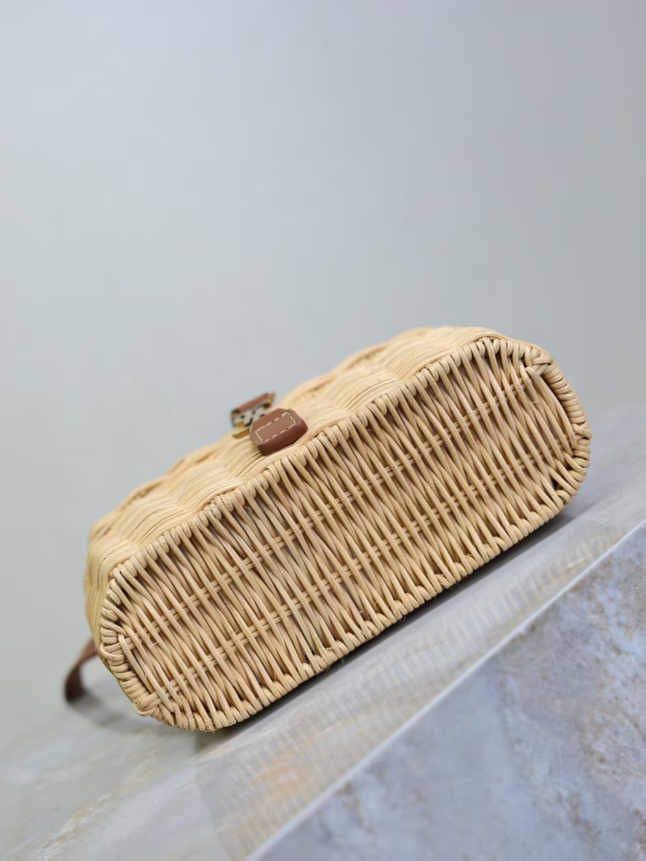 Yves Saint Laurent Rattan Woven Bag Y53021 Brown