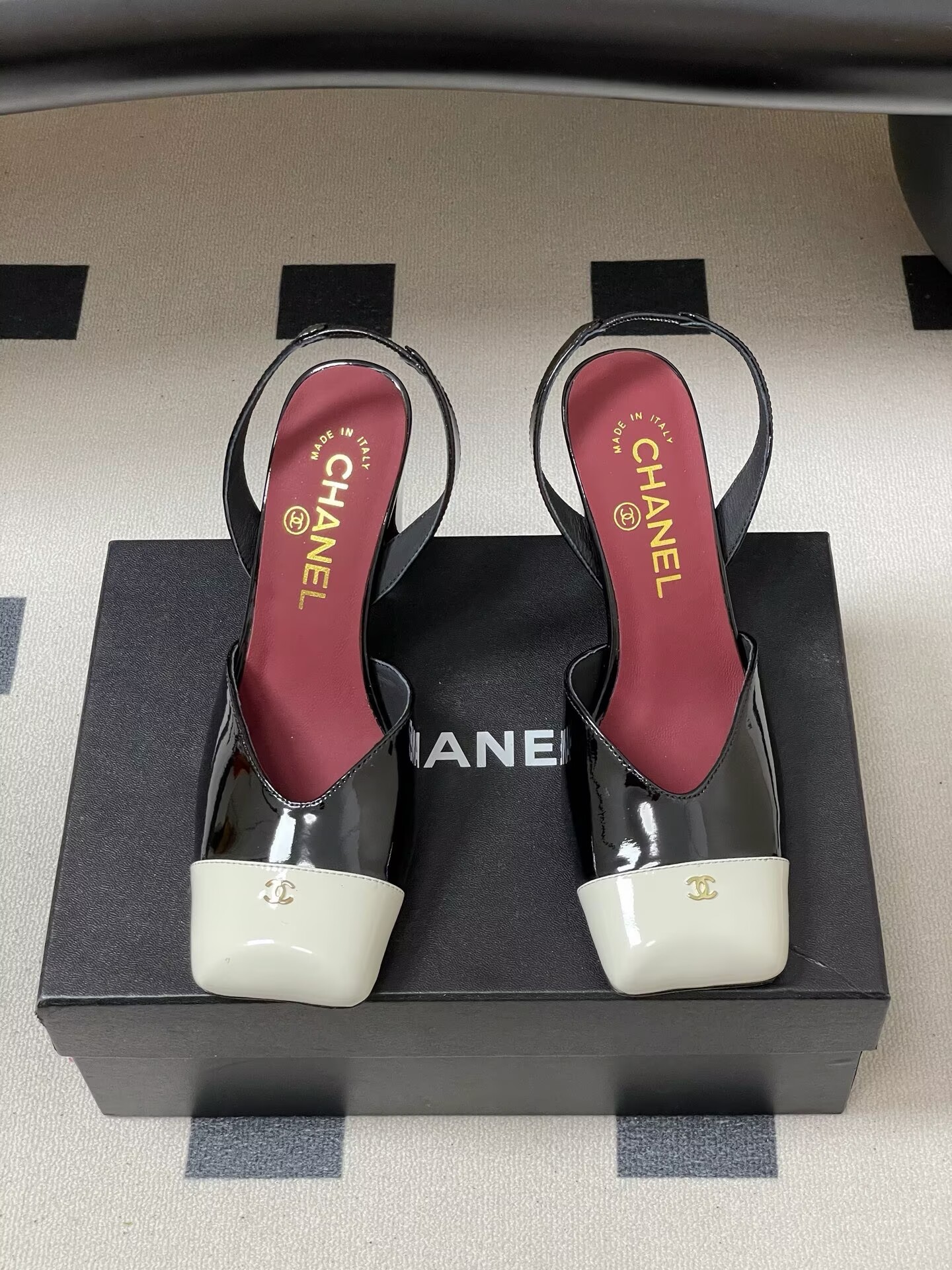 Chanel Pumps Lambskin heel G47189 White&Black