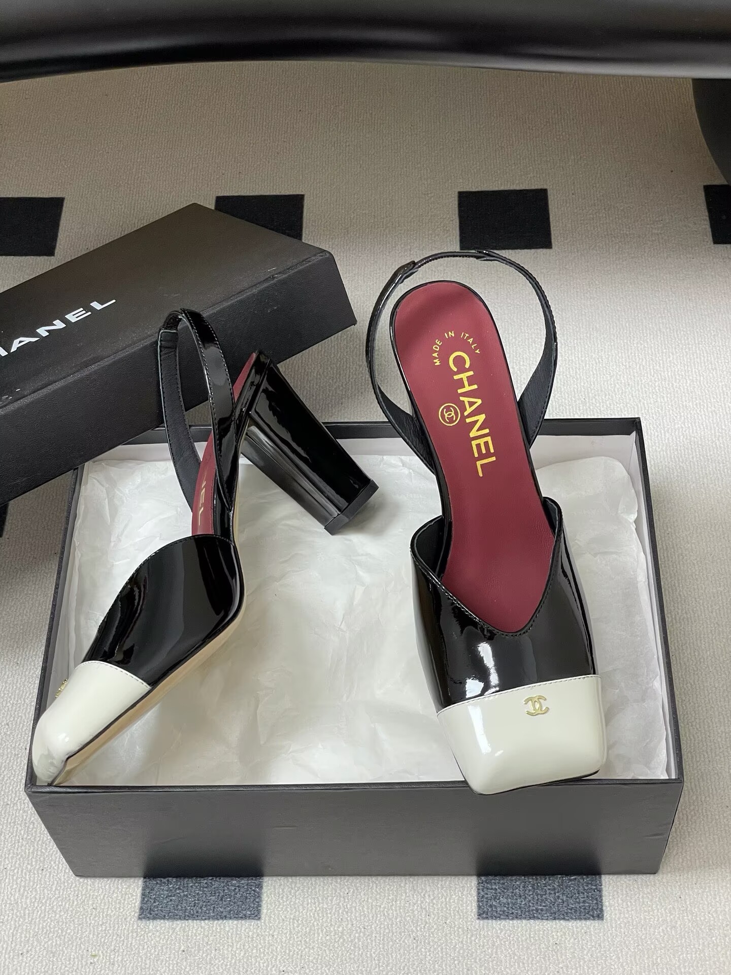 Chanel Pumps Lambskin heel G47189 White&Black