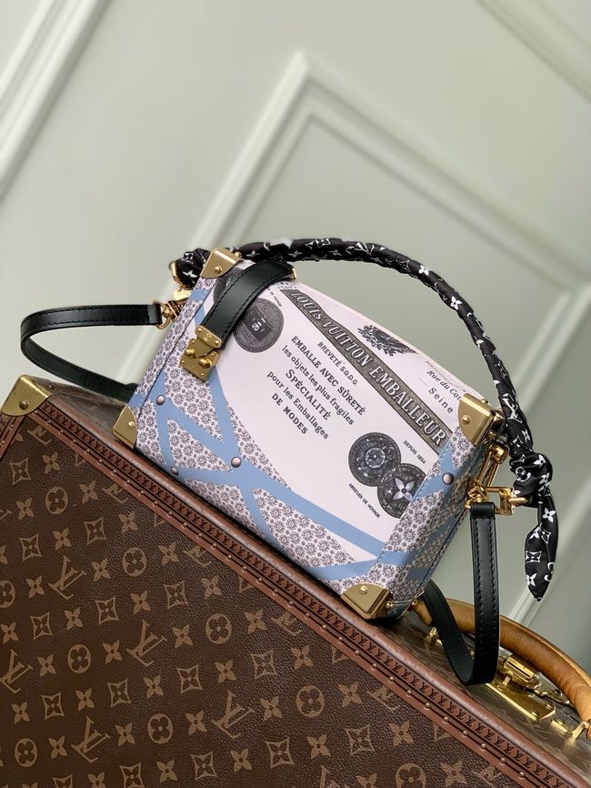 Louis Vuitton Side Trunk MM M28749 Beige&Blue Louis Vuitton Side Trunk MM M28749 Beige&Blue