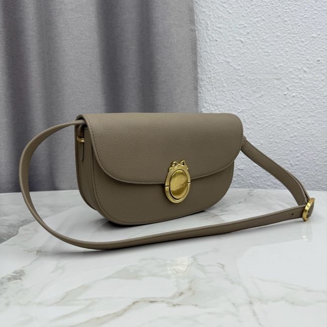 Medium Dior Medaillon Flap Bag Grained Calfskin M3920QD Khaki Medium Dior Medaillon Flap Bag Grained Calfskin M3920QD Khaki