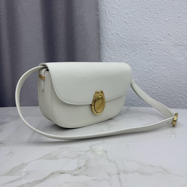 Medium Dior Medaillon Flap Bag Grained Calfskin M3920QD Latte Medium Dior Medaillon Flap Bag Grained Calfskin M3920QD Latte