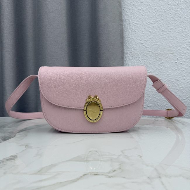 Medium Dior Medaillon Flap Bag Grained Calfskin M3920QD Rose Tendre
