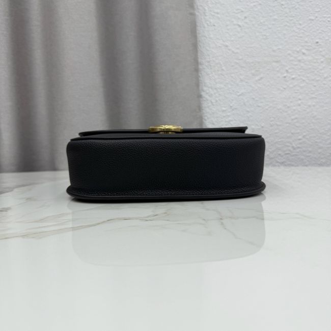Medium Dior Medaillon Flap Bag Grained Calfskin M3920QD black
