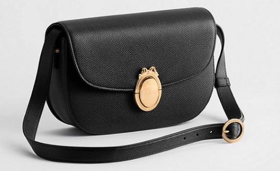 Medium Dior Medaillon Flap Bag Grained Calfskin M3920QD black