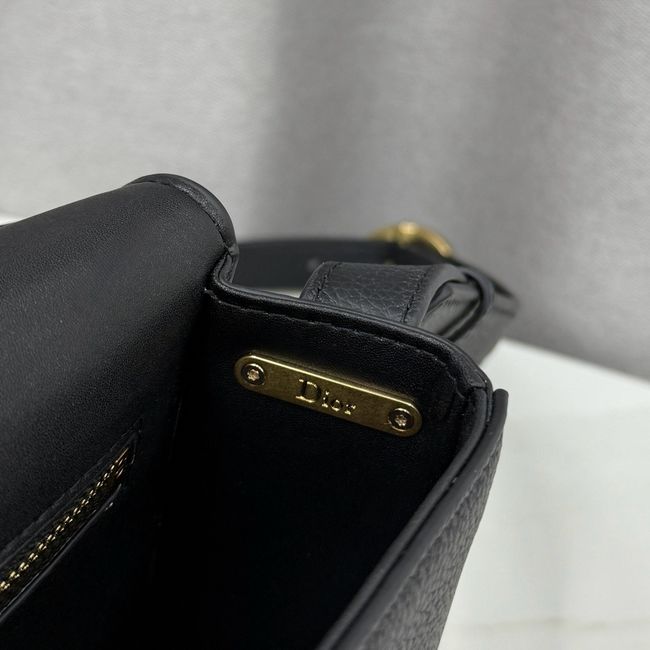 Medium Dior Medaillon Flap Bag Grained Calfskin M3920QD black